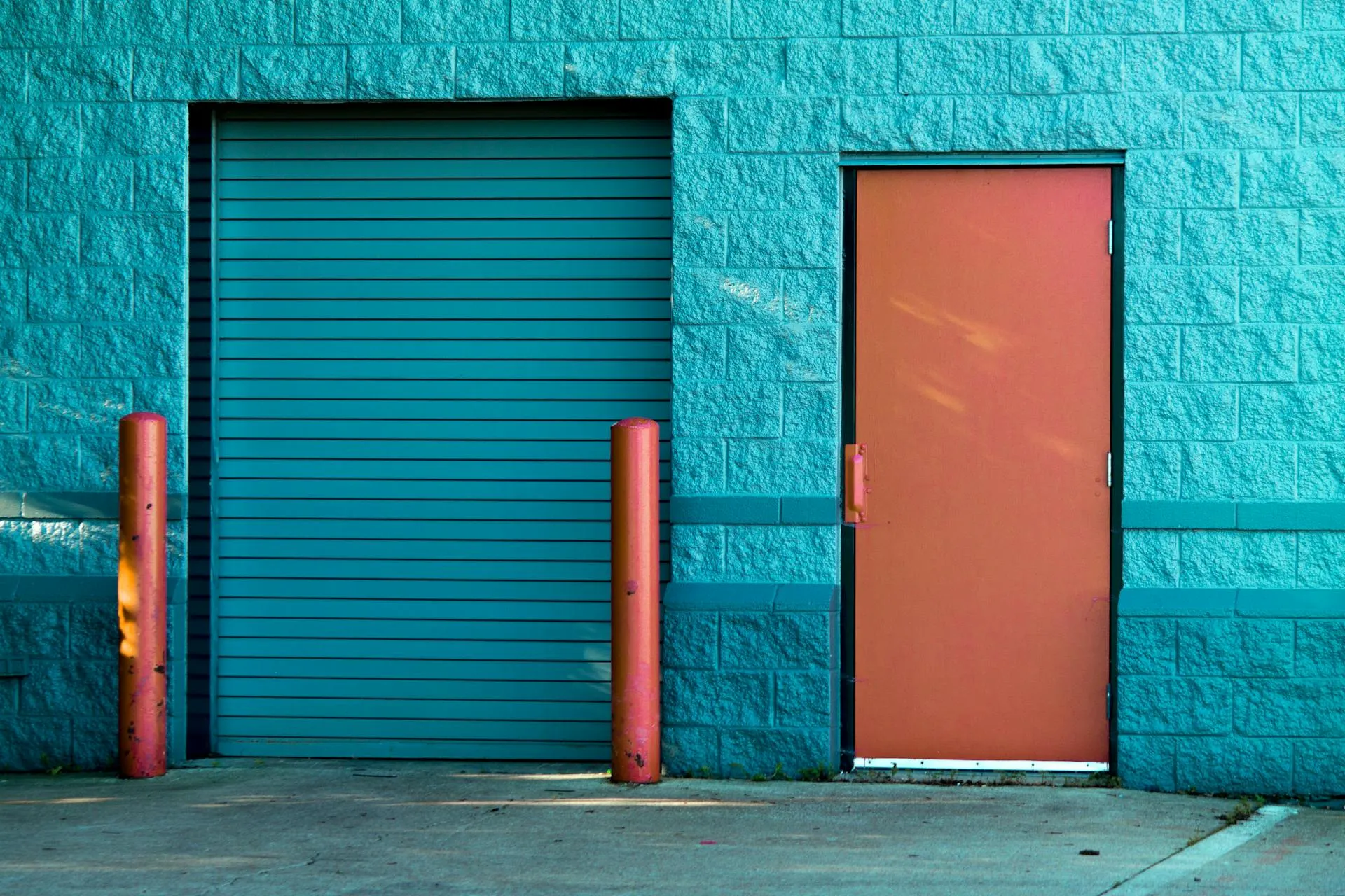 blue rolling door