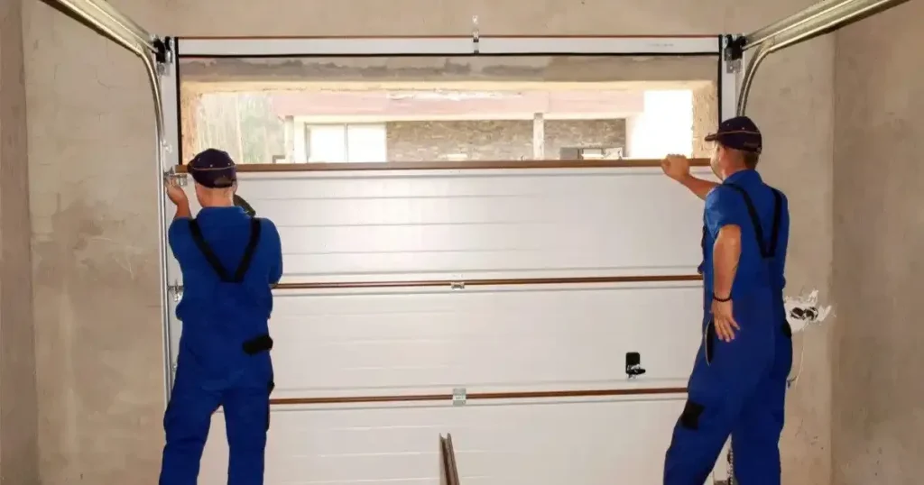 experts changing garage door cable