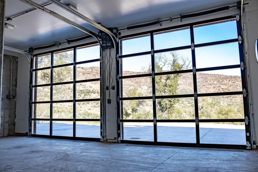 Full-view glass garage door installation